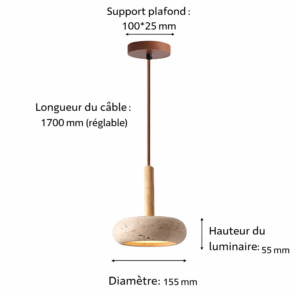 Suspension style wabi-sabi en pierre jaune design naturel minimaliste