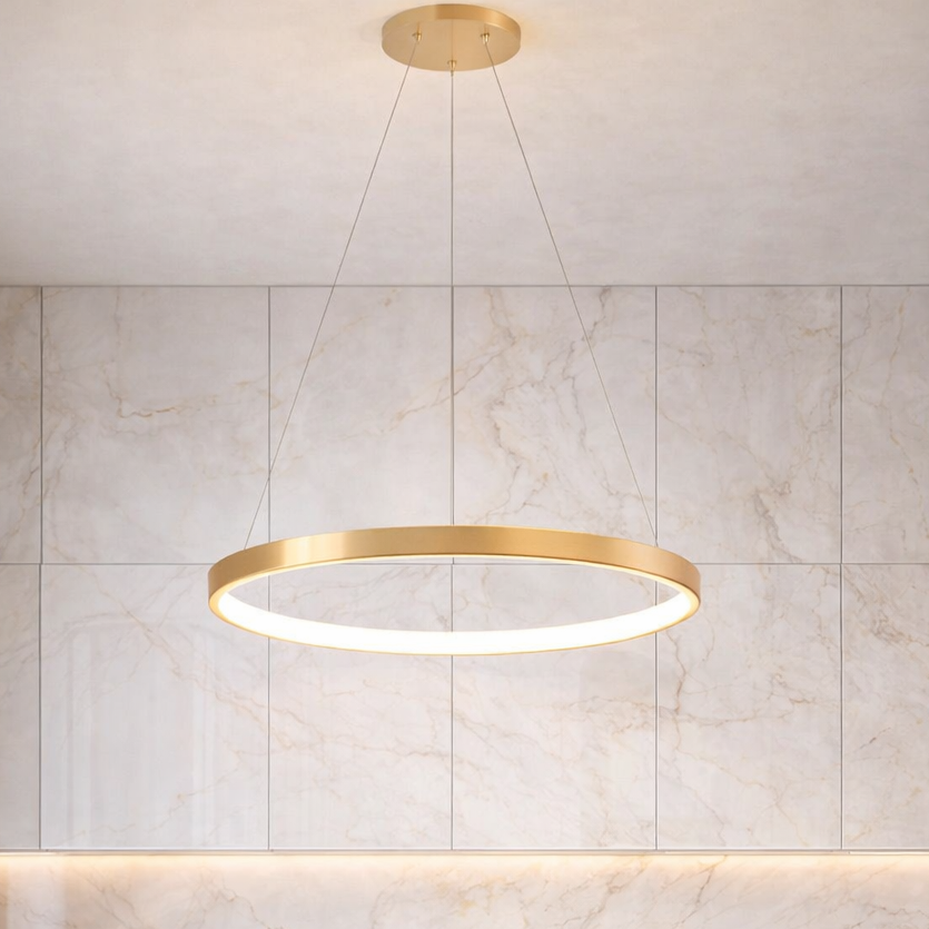 Suspension LED anneau nordique design minimaliste éclairage intérieur