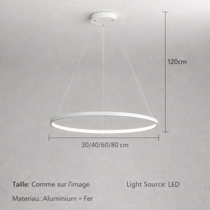 Suspension LED anneau nordique design minimaliste éclairage intérieur