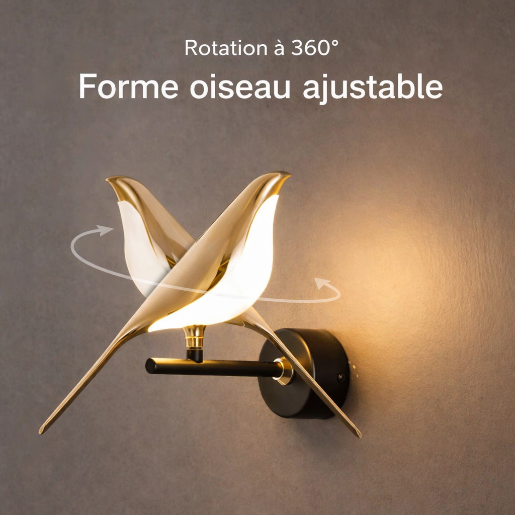 Applique LED oiseau tactile 360° design moderne éclairage mural