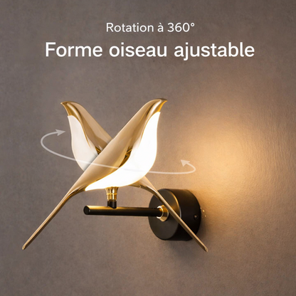 Applique LED oiseau tactile 360° design moderne éclairage mural