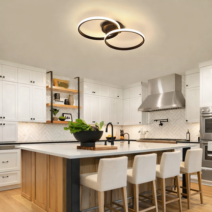 Plafonnier LED double anneau 42W design moderne éclairage intérieur