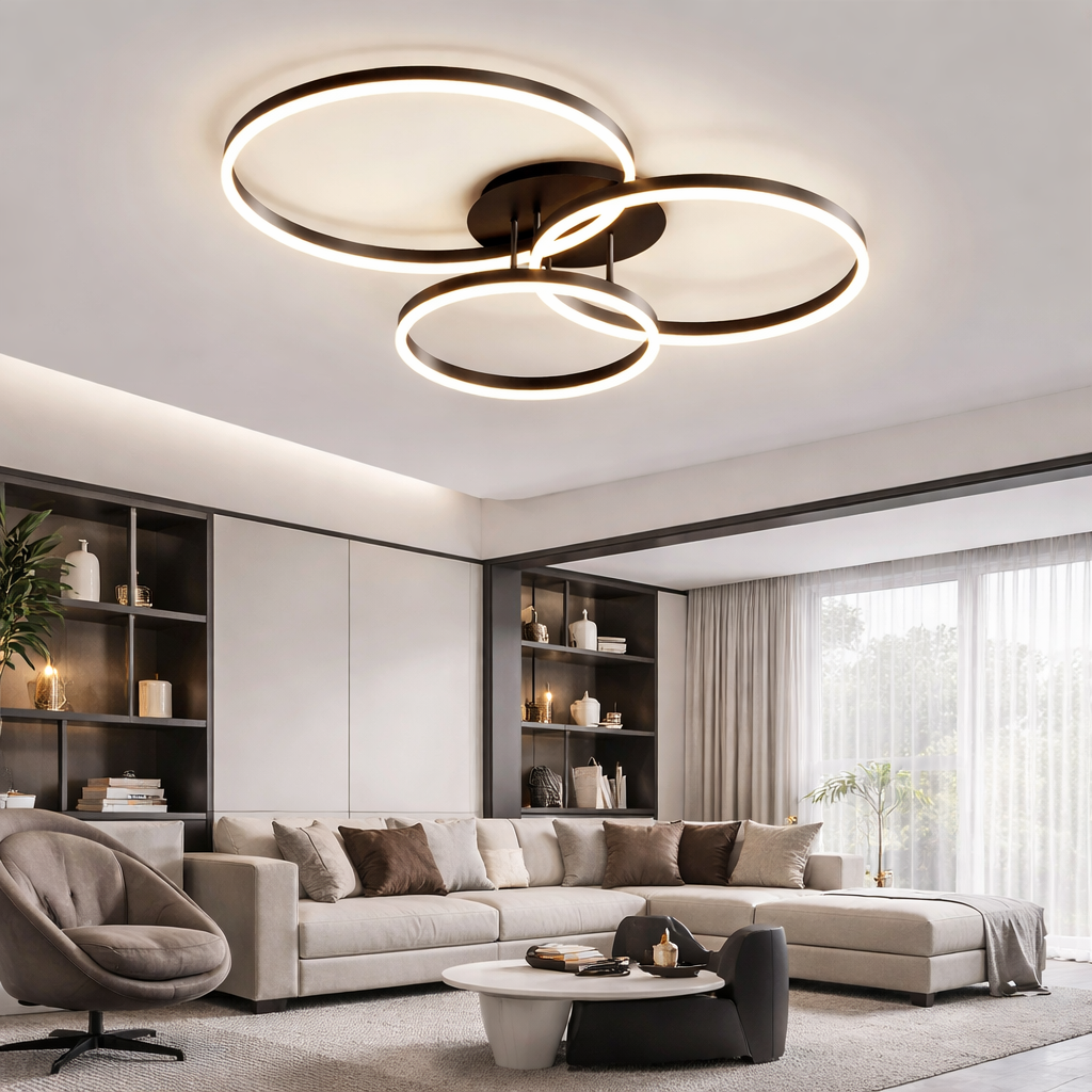 Plafonnier LED moderne à anneaux éclairage intérieur