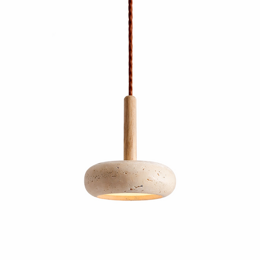 Suspension style wabi-sabi en pierre jaune design naturel minimaliste