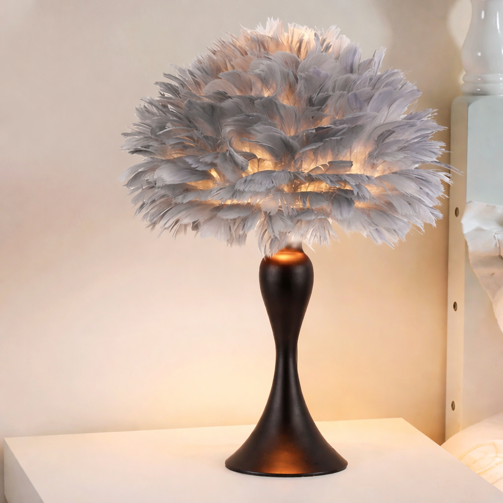 Lampe LED plume décorative design ambiance lumineuse douce