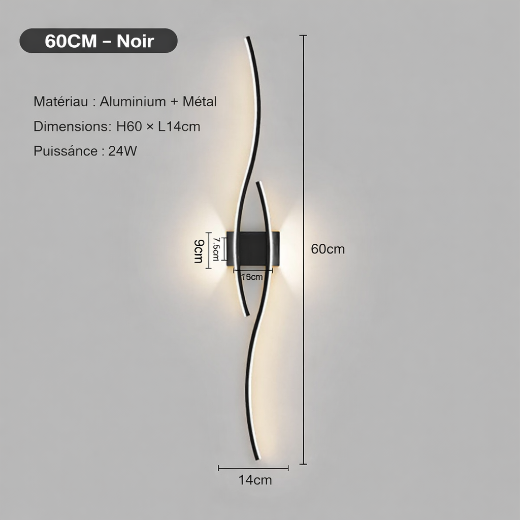 Applique LED bande longue design minimaliste éclairage mural moderne