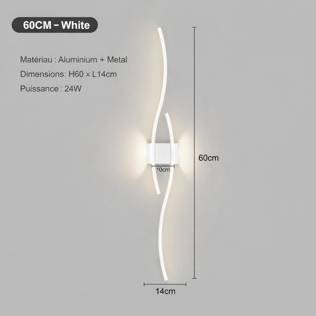 Applique LED bande longue design minimaliste éclairage mural moderne