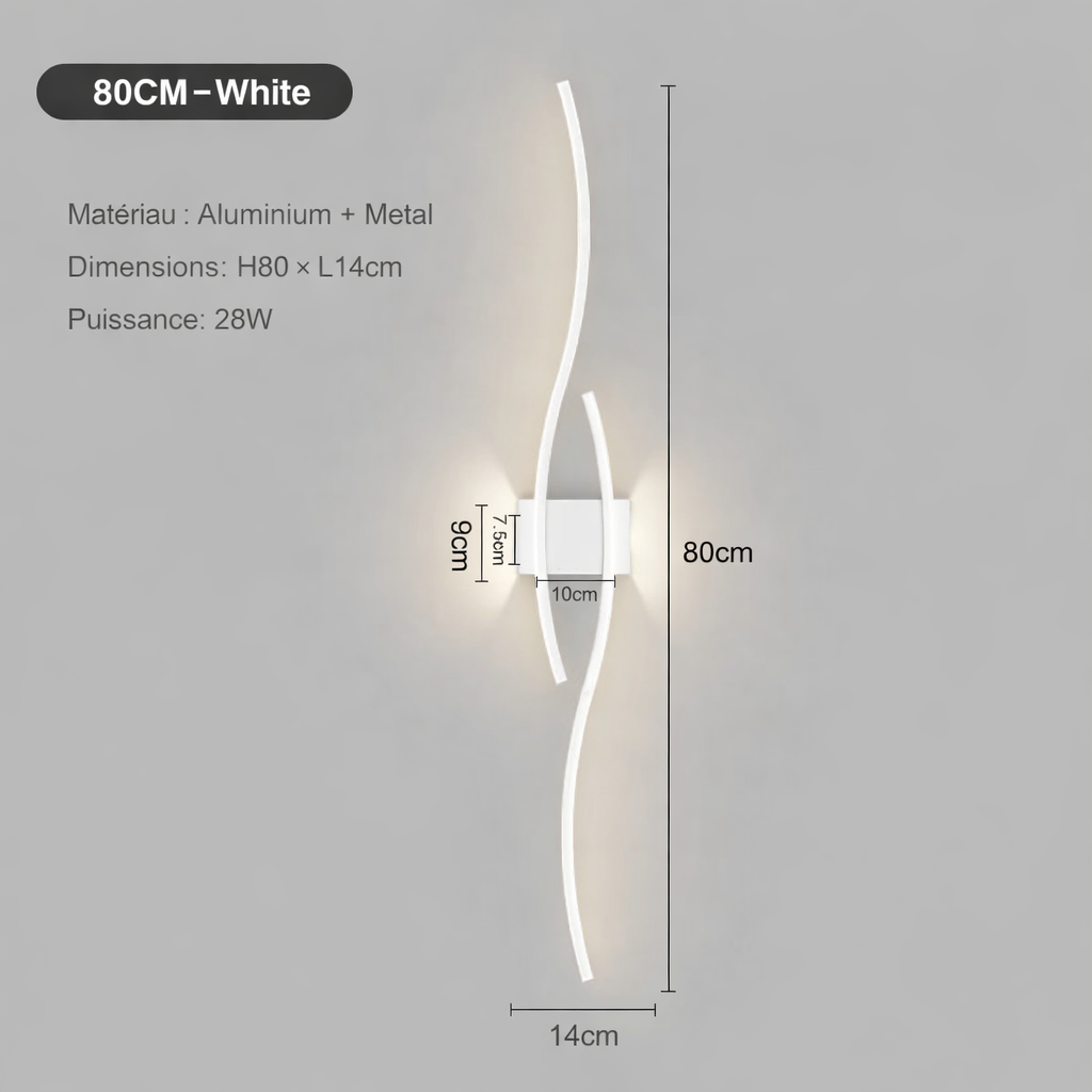 Applique LED bande longue design minimaliste éclairage mural moderne