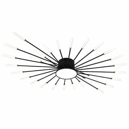Plafonnier LED noir et or design soleil moderne éclairage intérieur