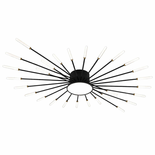 Plafonnier LED noir et or design soleil moderne éclairage intérieur