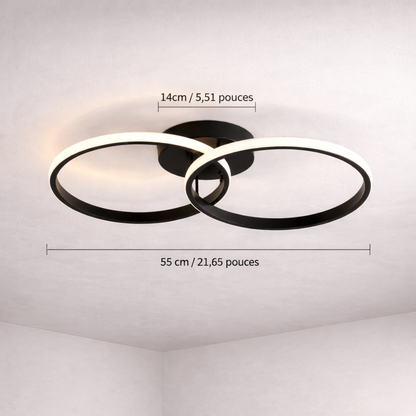 Plafonnier LED double anneau 42W design moderne éclairage intérieur
